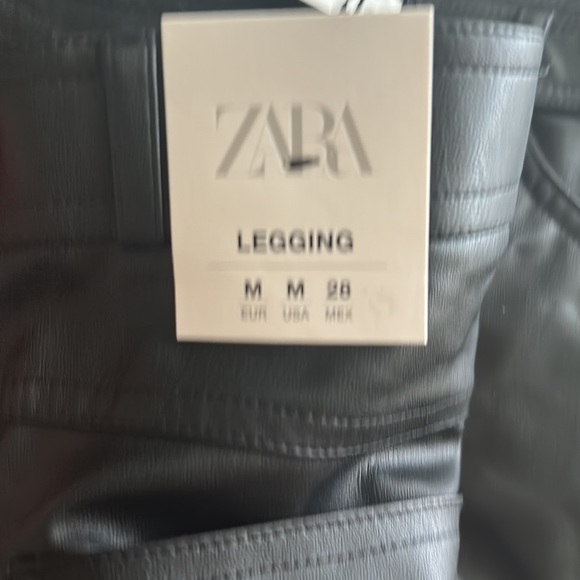 NWT. Zara Black Faux Leather High-waist Leggings. Size M, L. - Picture 9 of 12